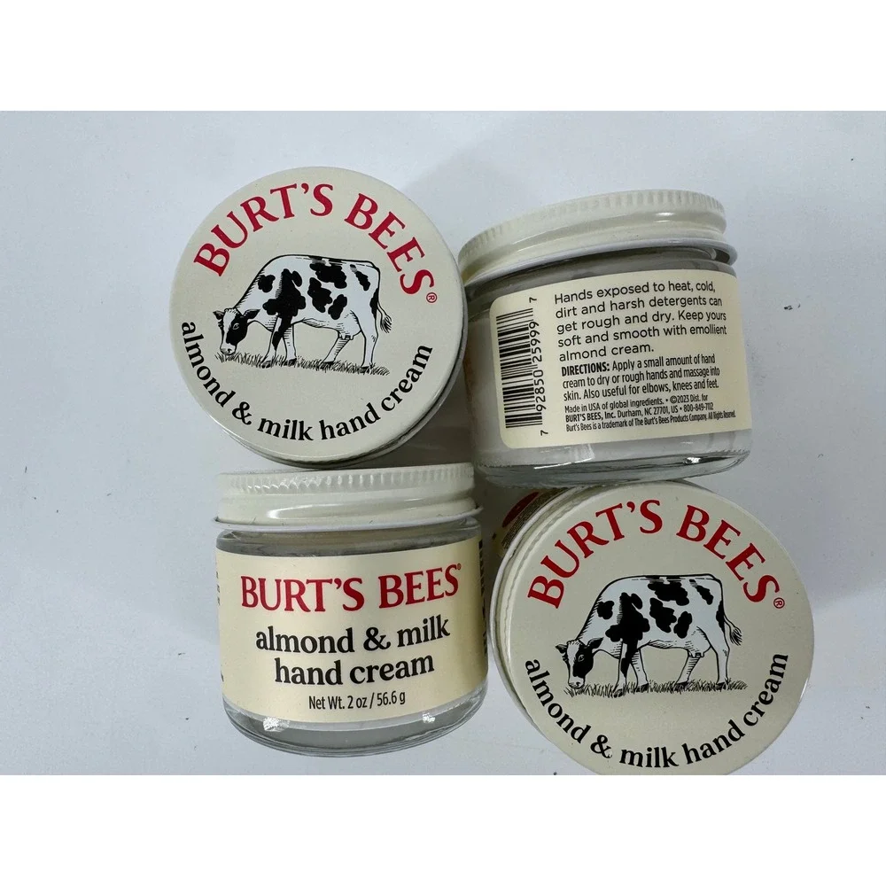 Burt's Bees Almond & Milk Hand Cream 4 Pack 2oz Jars‎ New Natural Moisturizer